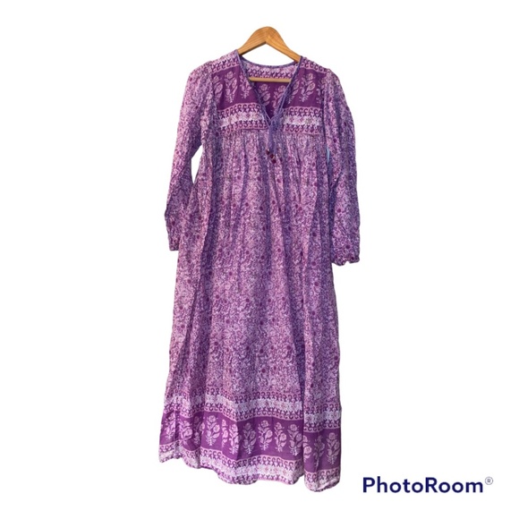 No Tag Dresses Purple Floral Cotton Gauze Hippie Dress Flowerchild